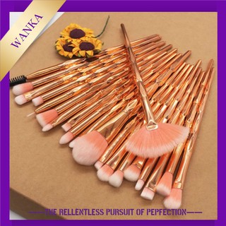 (Hàng Mới Về) Set 20 Cọ Trang Điểm Phấn Mắt Thiết Kế Tay Cầm Hình Viên Kim Cương