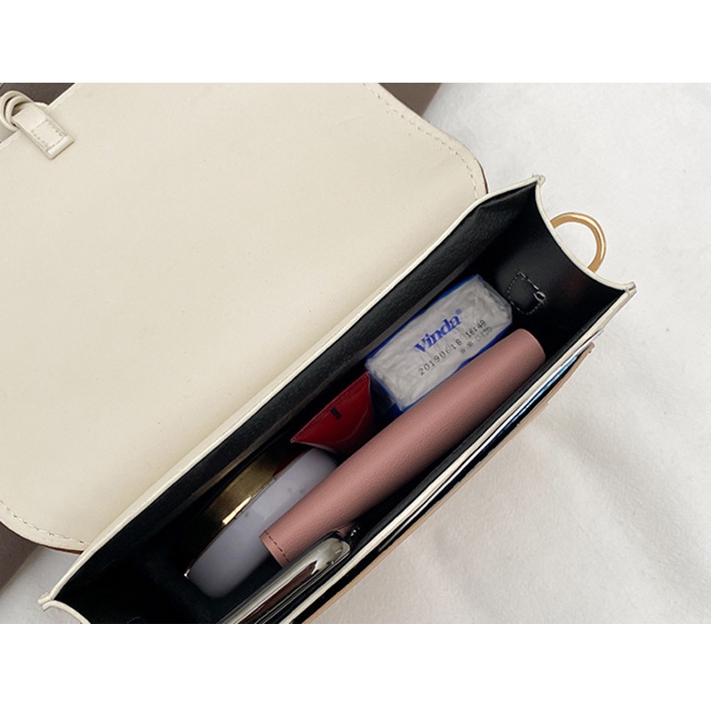 Túi đeo chéo màu sắc tương phản phong cách Hàn Quốc đơn giản