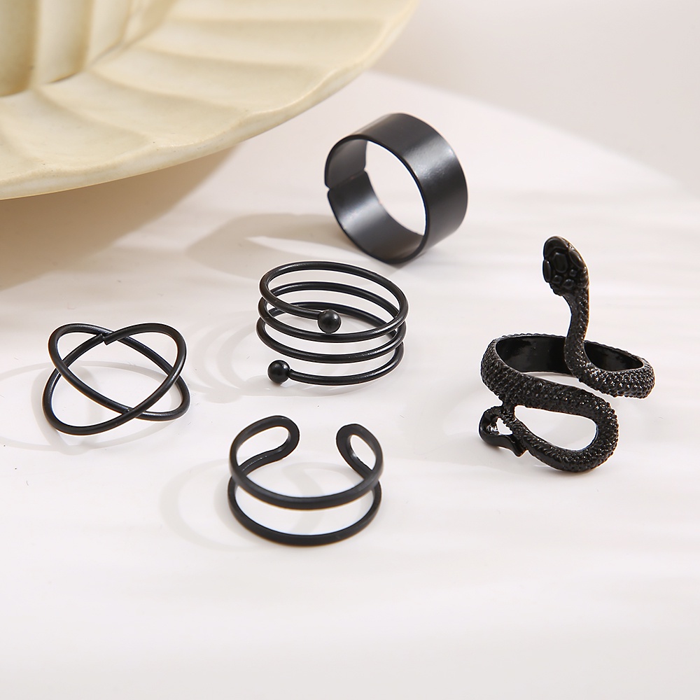 Set 5 Nhẫn Kim Loại Thời Trang Unisex