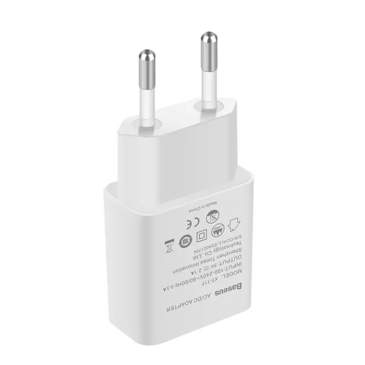 Củ sạc nhanh 2.1A Baseus Letour Dual U Charger chuôi tròn chất liệu cao cấp cho Smartphone