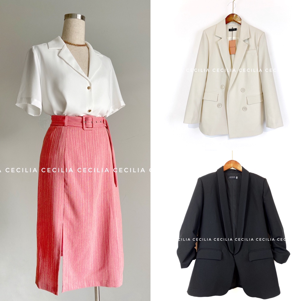 Áo blazer ESTELLE by CECILIA màu đen (ảnh thật chụp bởi CECILIA chuẩn màu) | BigBuy360 - bigbuy360.vn