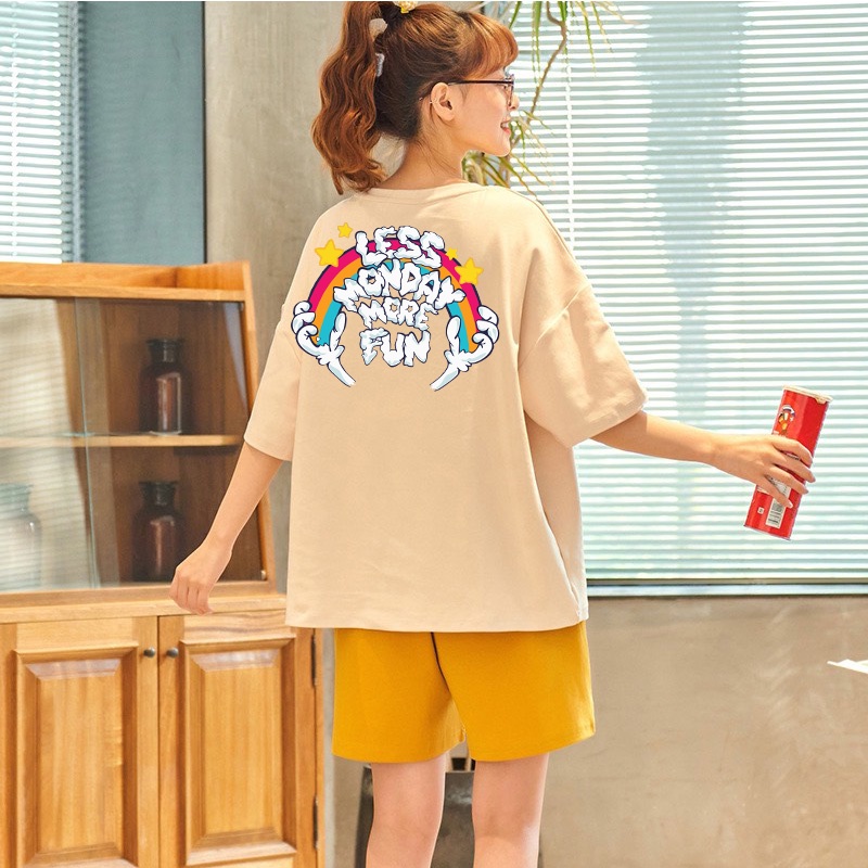 ÁO THUN NAM NỮ UNISEX FORM RỘNG LESS MONDAY MORE FUN THỜI TRANG PHONG CÁCH TRẺ TRUNG