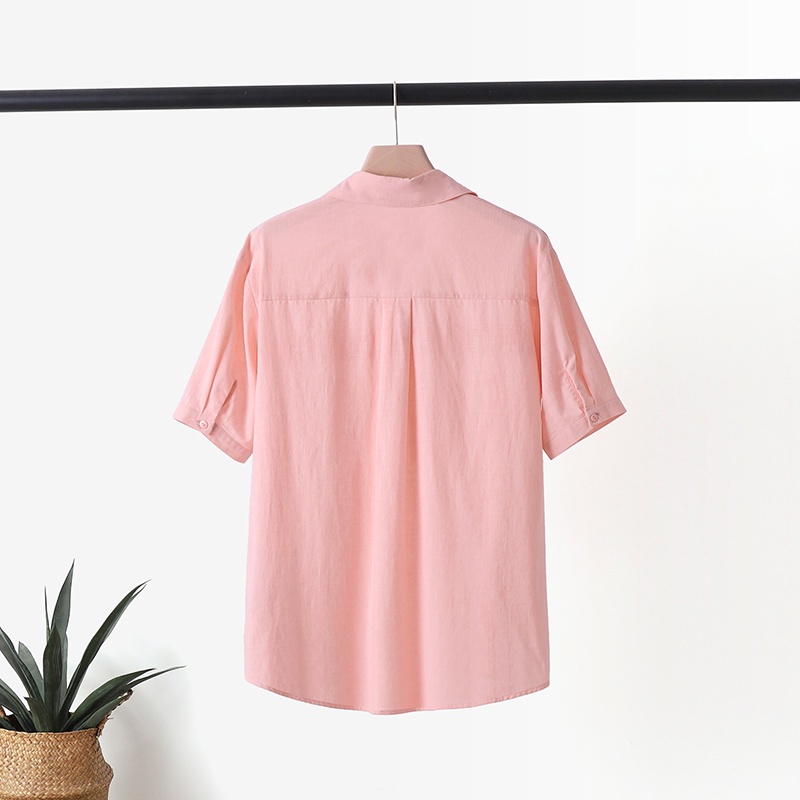 Áo sơ mi ZANZEA tay lửng cổ bẻ màu trơn thời trang Hàn Quốc cho nữ