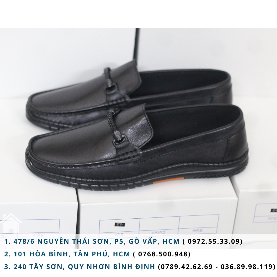 GIÀY LƯỜI NAM DA BÒ MÃ 792 ĐẾ ĐÚC CAO CẤP MÀU ĐEN