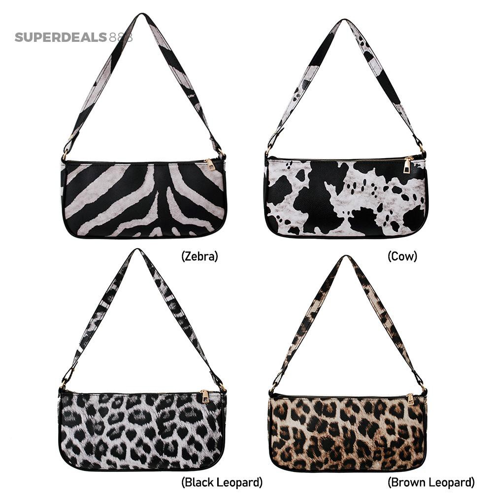 SuperDeals888 Vintage Animal Pattern Purse Women PU Leather Shoulder Underarm Bag Handbag