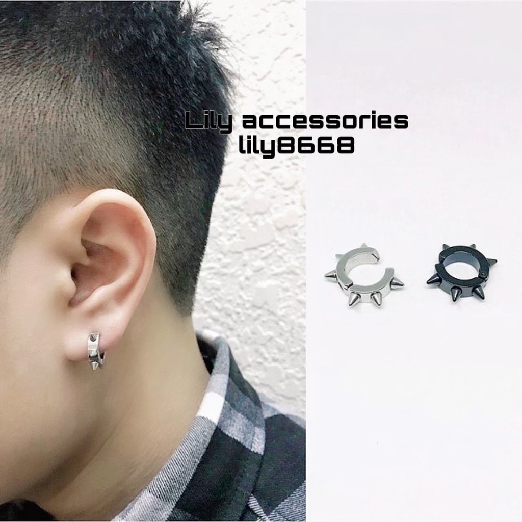 Thorn Ear Cuff kẹp tai titan tròn gai nhọn cho nam nữ không cần xỏ lỗ không gỉ không đen không dị ứng