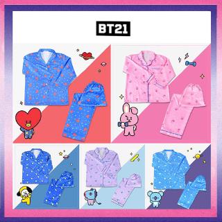 KPOP BTS BT21 Pajamas Unisex Cute Pajamas Sleepwear Pants Two Sets