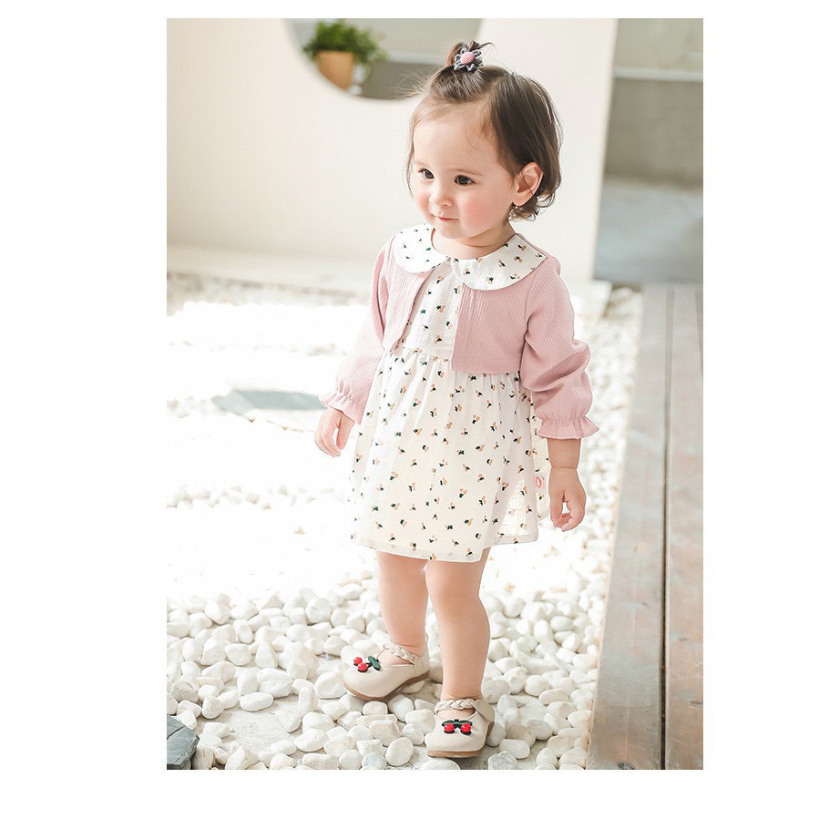 váy kèm áo khoác mỏng đính liền bé gái