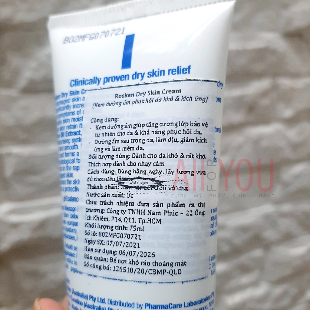 ROSKEN Dry Skin Cream 75mL & 400mL - Kem Dưỡng Ẩm Phục Hồi Da Khô Và Kích Ứng.