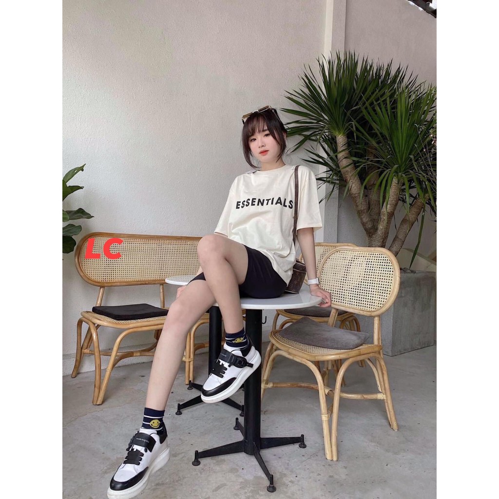 Áo thun nam nữ tay lỡ unisex ESSEN form rộng oversize basic tee phông cotton hai màu trắng nâu cực dễ phối đồ