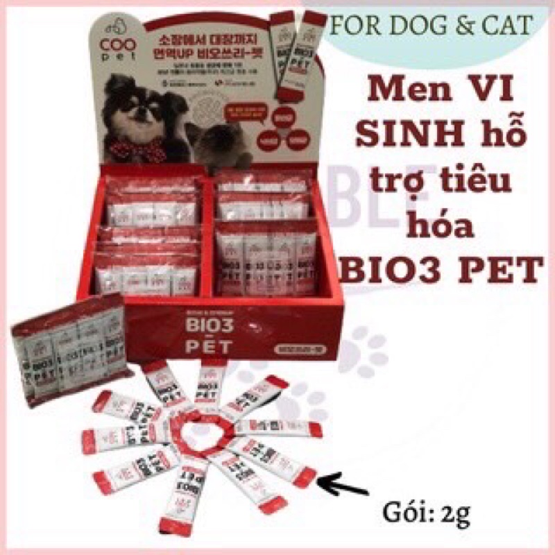 Men Vi Sinh Hỗ Trợ Tiêu Hoá Cho Chó Mèo BIO3 PET 2g/gói (Hàn Quốc)