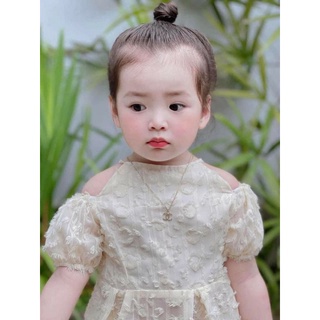 Sét áo ren cổ yếm cho bé gái