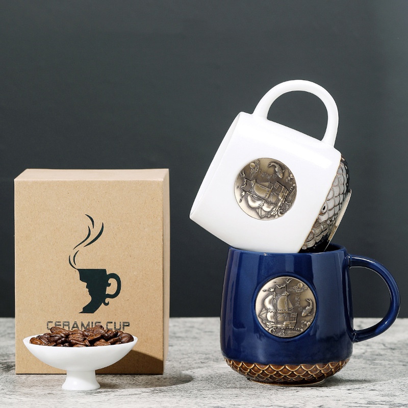Cốc Sứ Có Thìa Jodily StarHome Cao Cấp Uống Trà Cafe Sang Trọng Có Nắp Dậy, Có Hộp Và Túi Đựng Sang Trọng