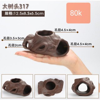 Khúc Cây bằng gốm- Phụ kiện trang trí bể tép cá- Hang pleco_ Hang cá chuột- Phụ kiện thủy sinh