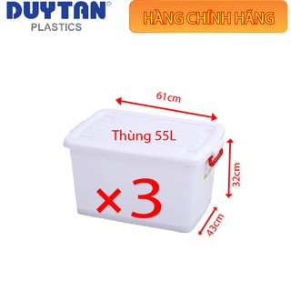 (Hà Nội) Combo x3 Thùng nhựa 55L vuông (Bánh xe)