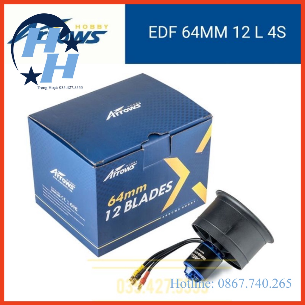 Động cơ Ducted Fan 64mm 12 lá 4S Arrows Rc