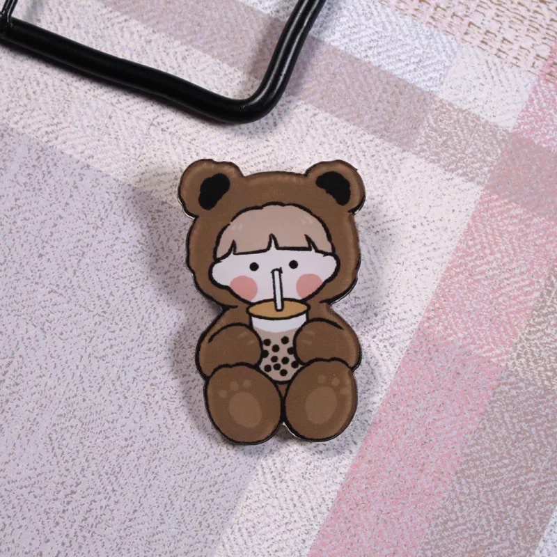 Sticker, ghim cài, phụ kiên balo, đồ dùng cá nhận chủ đề Cô nhóc tóc xù siêu đáng yêu