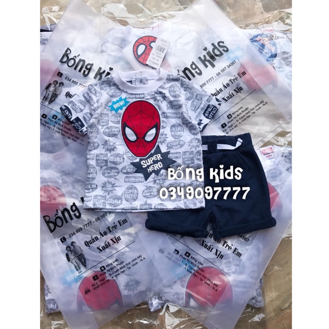 Bộ Hè Bé Trai Logo Siêu Nhân Nhện