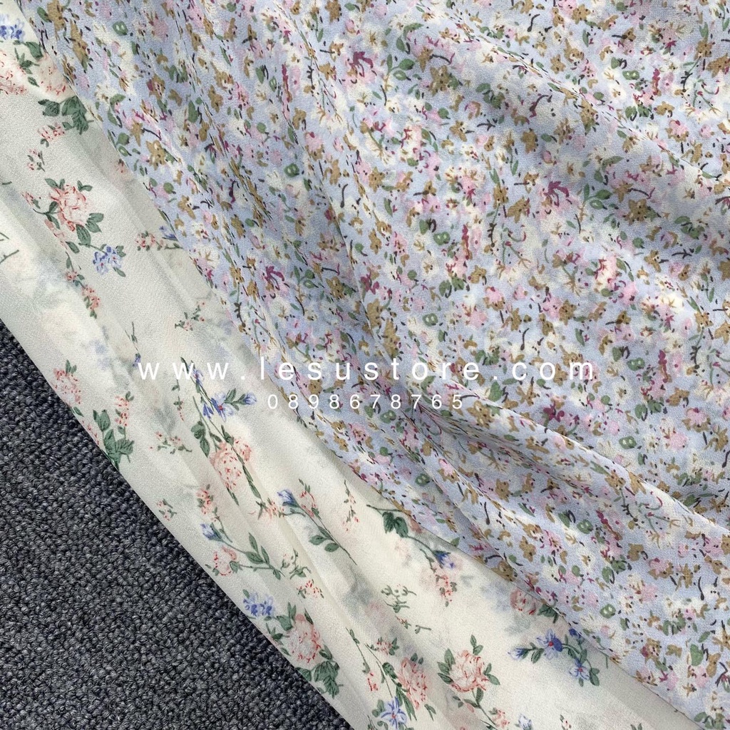 ẢNH TỰ CHỤP Chân váy maxi voan hoa xoè lưng phối thun