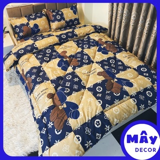 Bộ chăn ga gối cotton poly 5 món hoạ tiết gấu thương hiệu