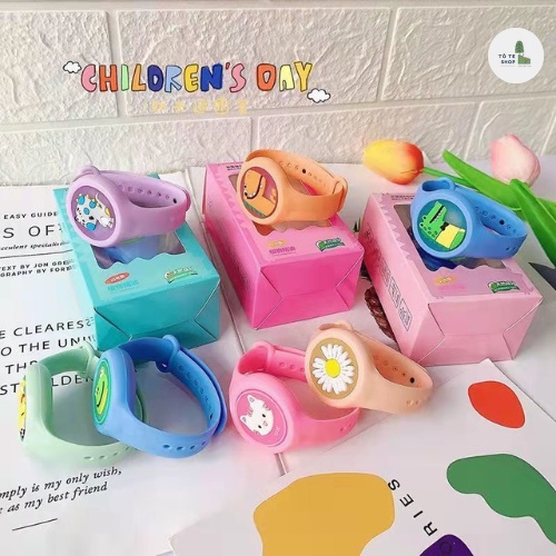 Đồng hồ tinh dầu đuổi muỗi phát sáng nhiều hình động vật cho bé,vòng tay đuổi côn trùng có mùi thơm