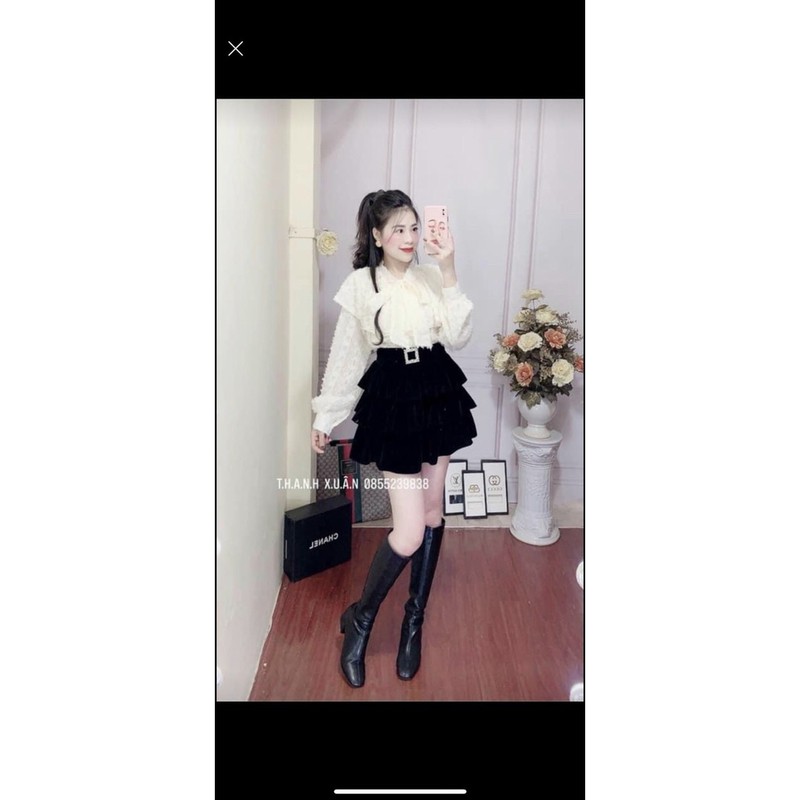 [Mã WASKT410K giảm 10K đơn 50K] Áo sơ mi lông cổ bèo nơ / 95k | BigBuy360 - bigbuy360.vn