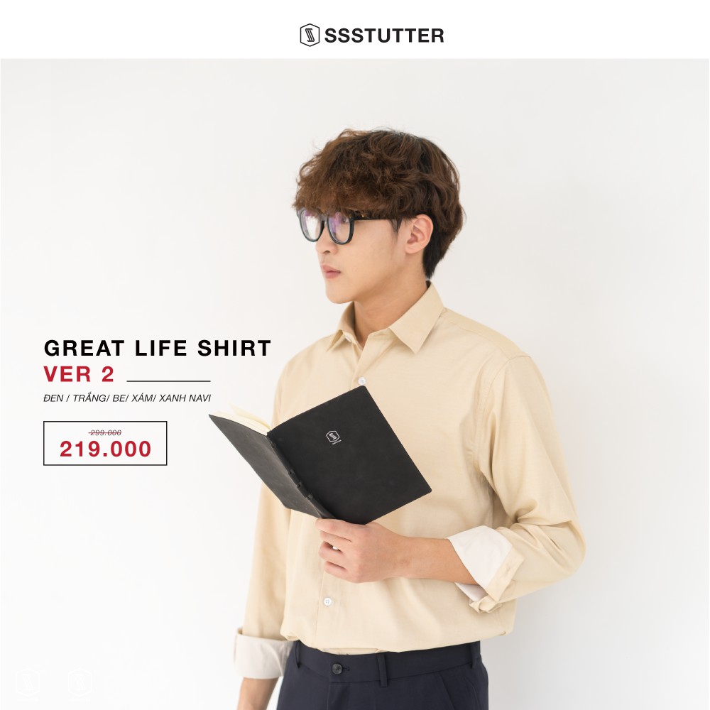 Áo sơ mi nam dài tay cổ đức form dáng vừa vặn SSSTUTTER vải cao cấp thoáng mát 5 màu linh hoạt Great Life Shirt Ver.2 | BigBuy360 - bigbuy360.vn