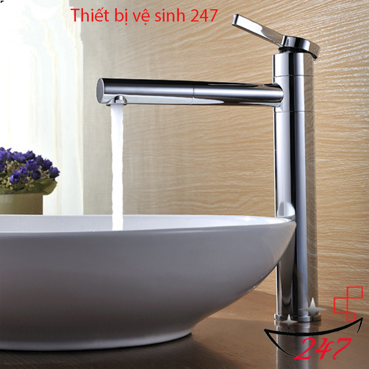 Vòi lavabo xoay 360 độ, vòi rửa mặt nóng lạnh cắm bàn đá cao cấp thiết kế sang trọng-bảo hành 12 tháng