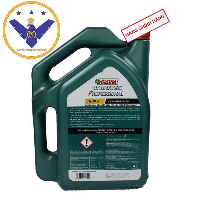 COMBO Dầu nhớt xe ô cao cấp Castrol Magnatec Professional 5W-30 Can 4L + Súc rửa động cơ Bluechem 250ml