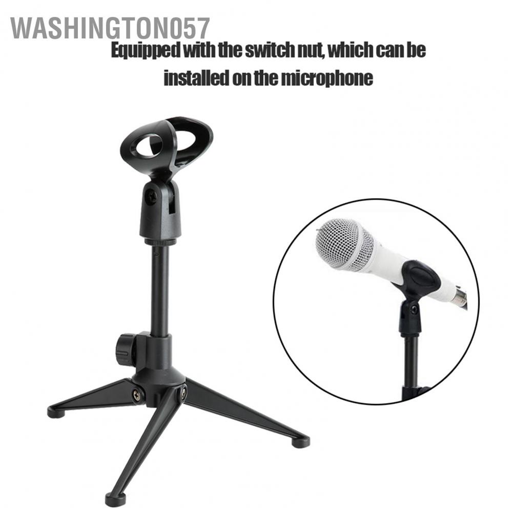 Washington057 Durable ABS Table Tripod Stand Adjustable Desktop Mic Clamp Clip Holder for Microphone
