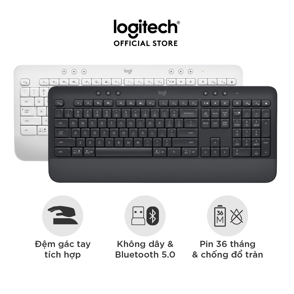 Bàn Phím Không Dây Logitech Signature K650 - Nhỏ gọn, gác tay tích hợp, tương thích Mac , Bluetooth & USB Bolt | BigBuy360 - bigbuy360.vn