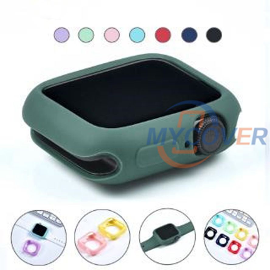 Ốp Silicone Mềm Màu Kẹo Cho Đồng Hồ Thông Minh Series 7 6 SE 5 4 3 2 1 Kích Thước 45mm 41mm 44mm 40mm 42mm 38mm