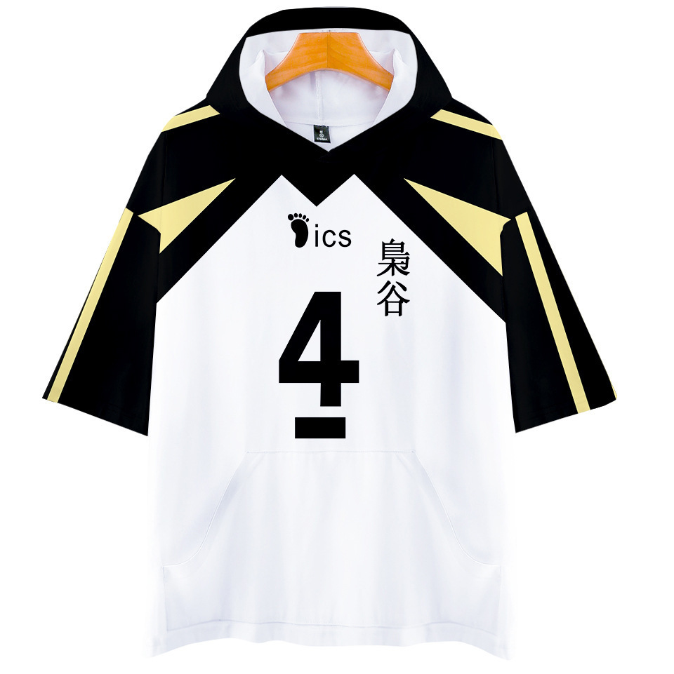 Áo Khoác Hoodie Tay Ngắn In Hình Haikyuu Plus size Cho Học Sinh Trung Học