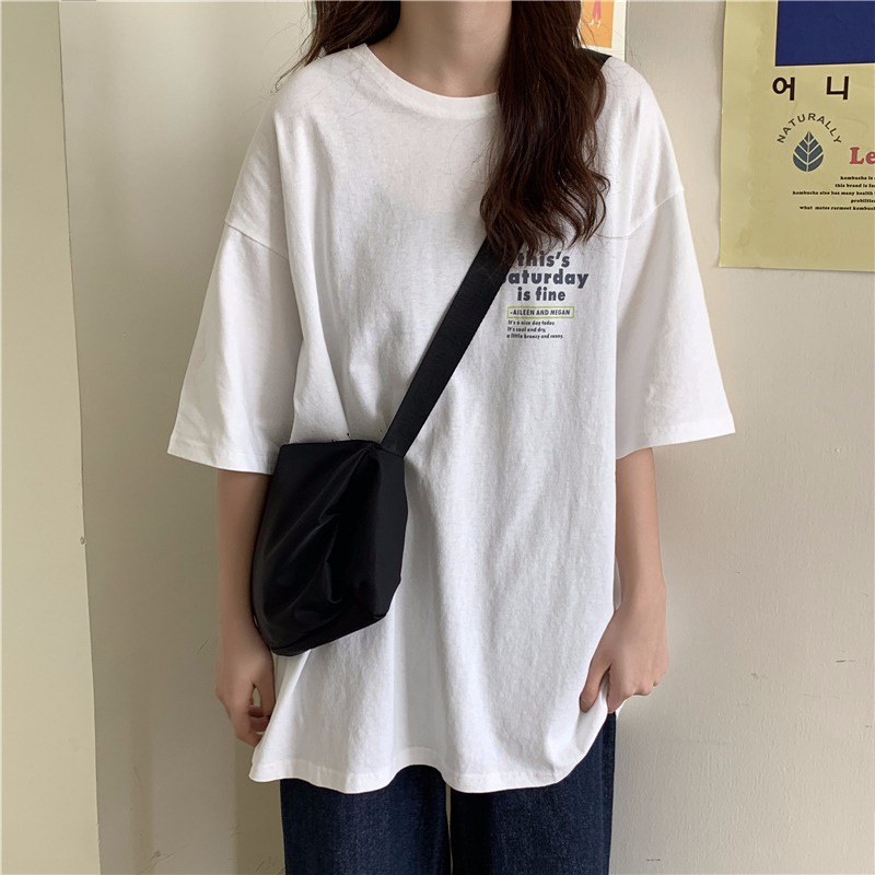 Áo Thun Ngắn Tay Dáng Rộng In Họa Tiết Xinh Xắn Theo Phong Cách Mùa Hè Hàn Quốc Dành Cho Nữ