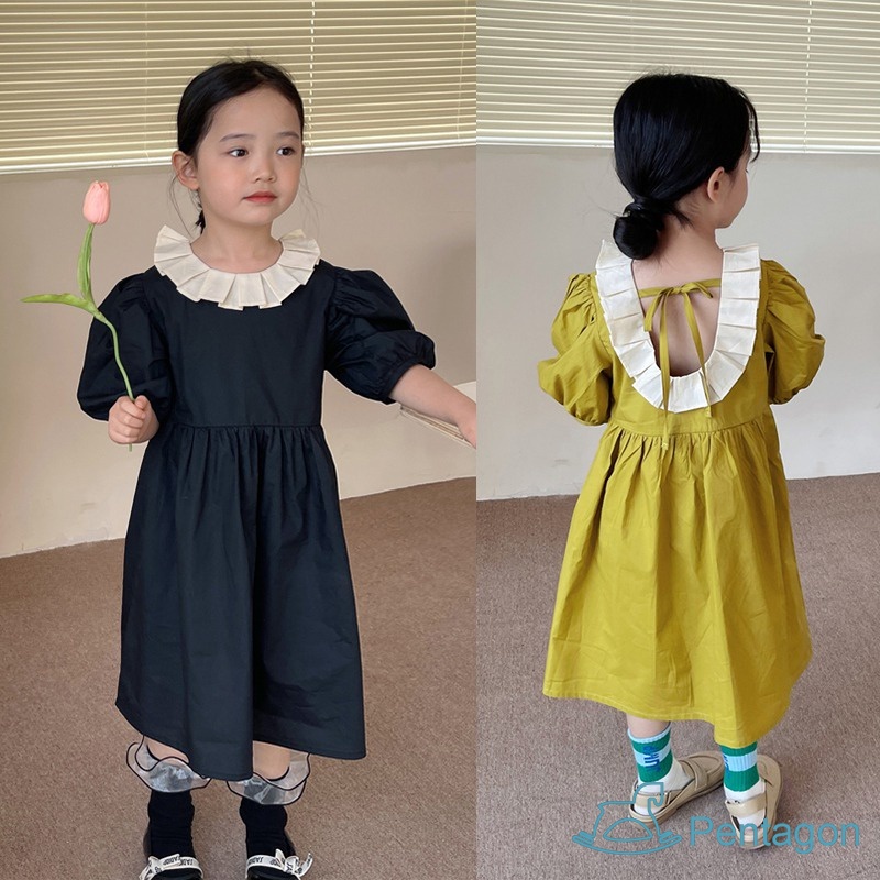 Đầm Công Chúa Mùa Hè Eo Phồng Dễ Thương Thân Thiện Với Da Thoáng Khí Phong Cách Hàn Quốc Cho Bé Gái 3-8 Tuổi