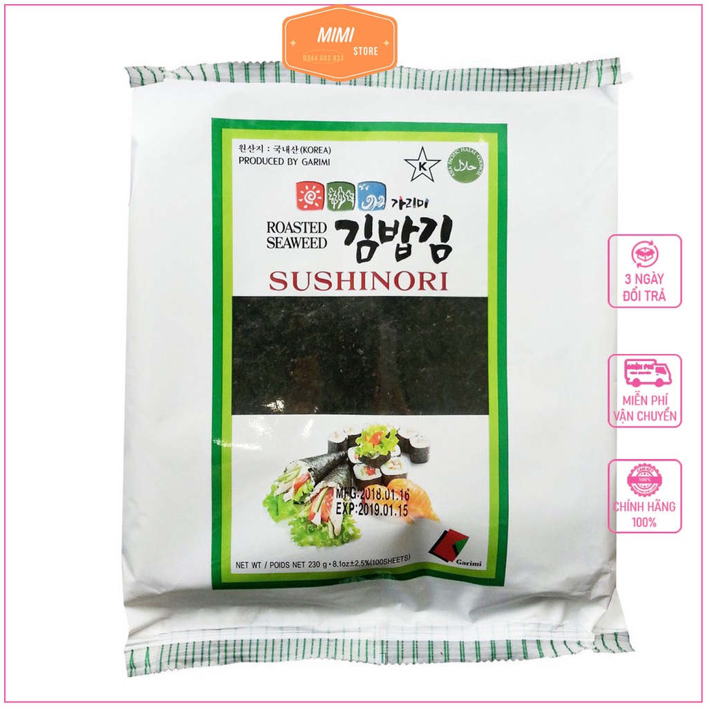 Rong biển Hàn Quốc Làm Cơm Cuộn Gimbab (Kimbap) Gói 10 Lá SUSHINORI Rong Biển Cuộn Cơm Làm Sushi DR026
