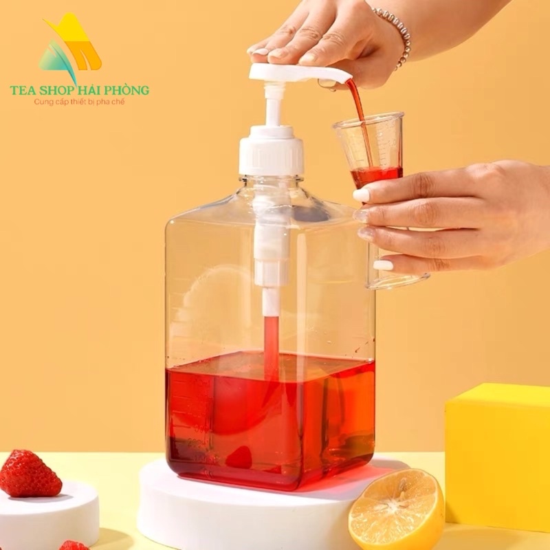 [Giá Sỉ] Bình Bơm Đựng Xịt Siro Đường Nhựa Cao Cấp 1.600Ml Có Vòi Pump Định Lượng 10Ml 1 Lần Bơm ( Kèm Cả Vòi Bơm)