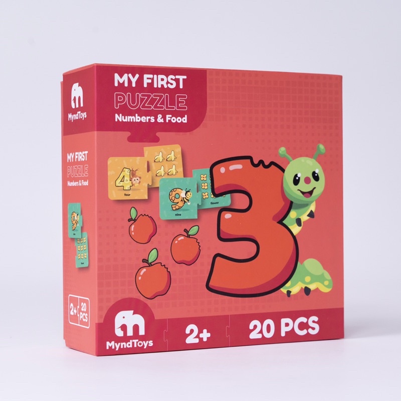 Đồ Chơi Giáo Dục, Bộ xếp Hình MyndToys My First Puzzle - Numbers &amp; Food Dành Cho Các Bé Trên 2 Tuổi