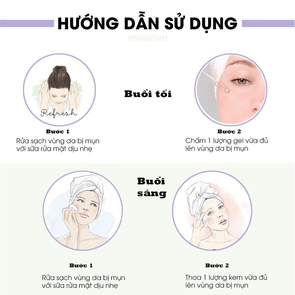 Kem Ngừa Mụn Thâm 2021 dưỡng trắng da gồm serum chấm mụn và Kem dưỡng ngừa thâm Loại bỏ mụn ẩn, cám, đầu đen, mụn bọc