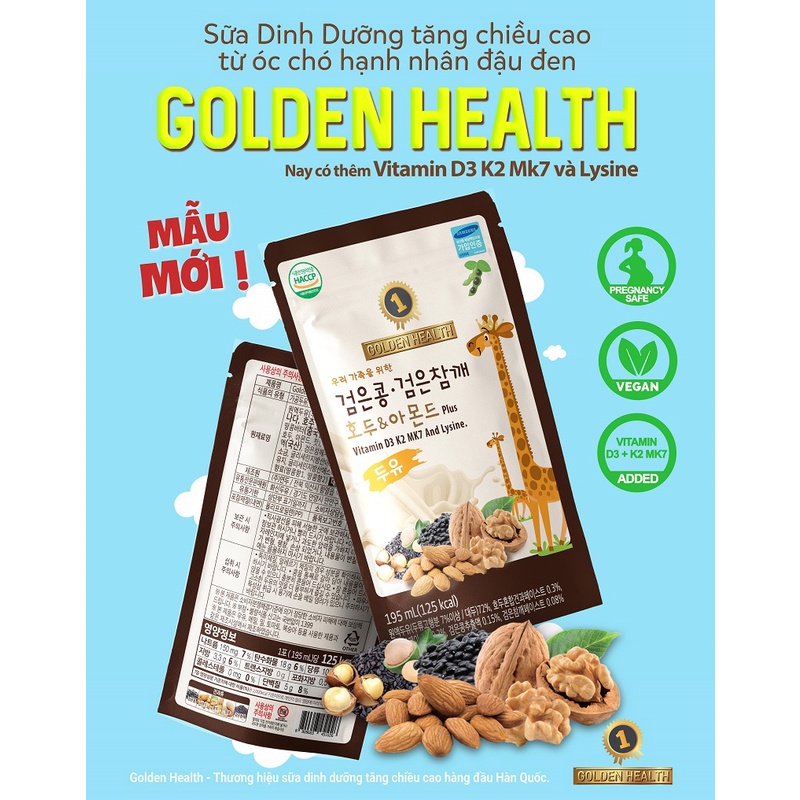 [DATE 03/23]Sữa Óc Chó dinh dưỡng tăng chiều cao - Golden Health (đậu đen, macca, óc chó, hạnh nhân)