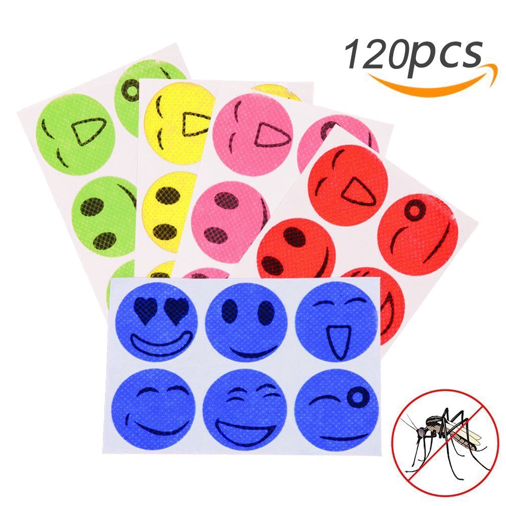 120pcs Mosquito Stickers DIY Mosquito Repellent Stickers Patches Cartoon Smiling Face Drive Repelle