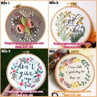 Bộ kit khung thêu hoa (gồm đầy đủ khung - kim - chỉ) - Khung thêu nhựa 15cm