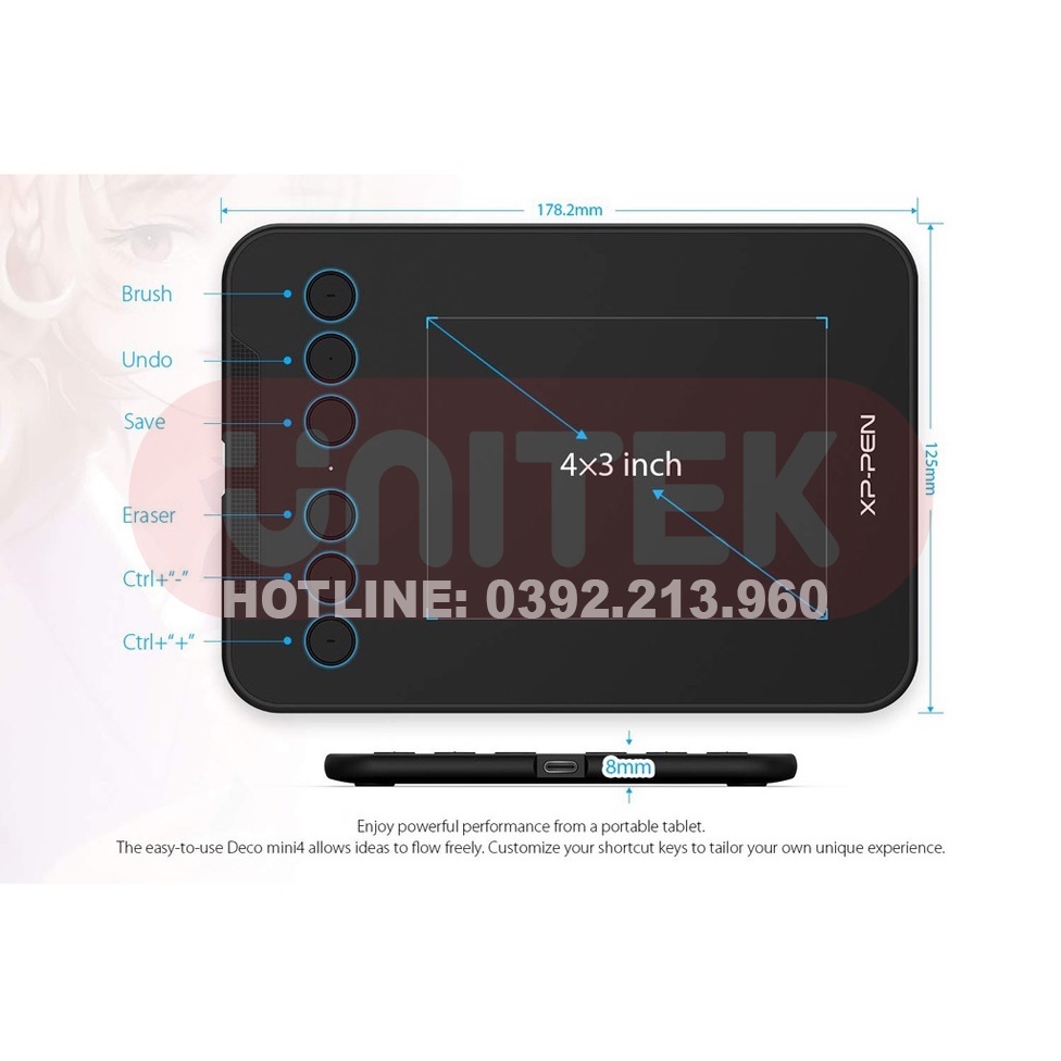 Bảng vẽ điện tử XP-Pen DECO Mini4 Android 8192 Mức Lực Nhấn cao cấp - Bảng vẽ điện tử XP-Pen DECO chính hãng
