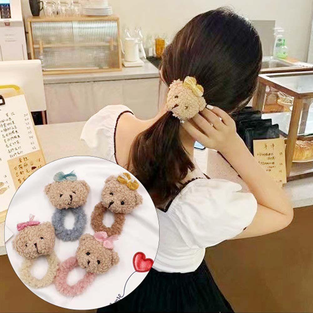 TWINKLE Dây Buộc Tóc Co Giãn Hình Gấu Bông Lấp Lánh Thời Trang Cho Nữ
