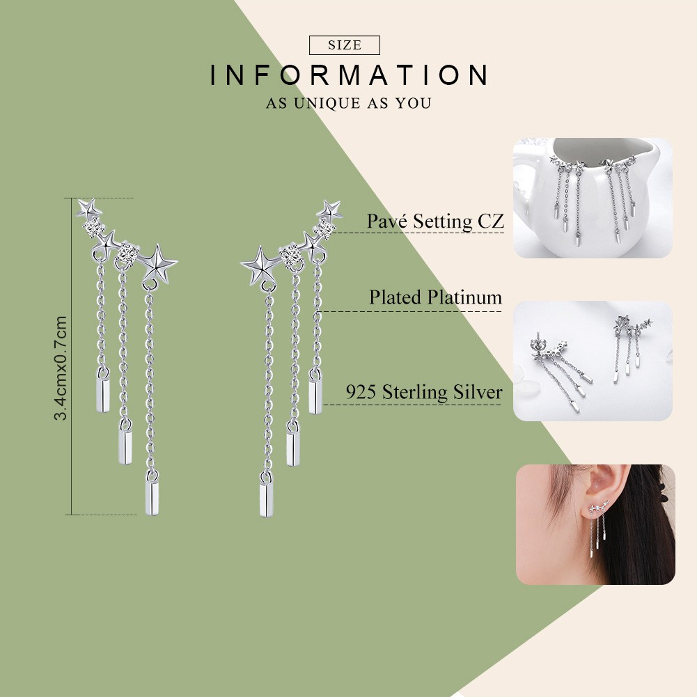 Bông Tai Bamoer SCE399 Cho Nữ Họa Tiết Sao Băng Hợp Thời Trang Bạc 925