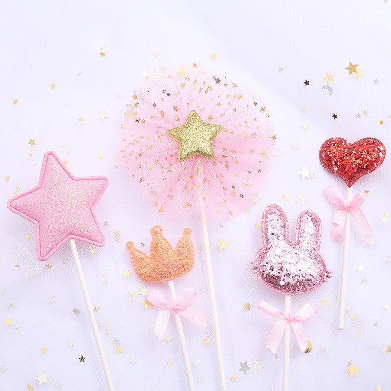 topper cắm bánh [FREESHIP] set cắm tai thỏ hiện đại