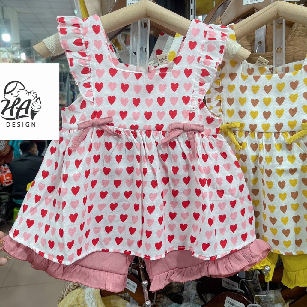 Bộ đũi trái tim cho bé cổ cánh tiên