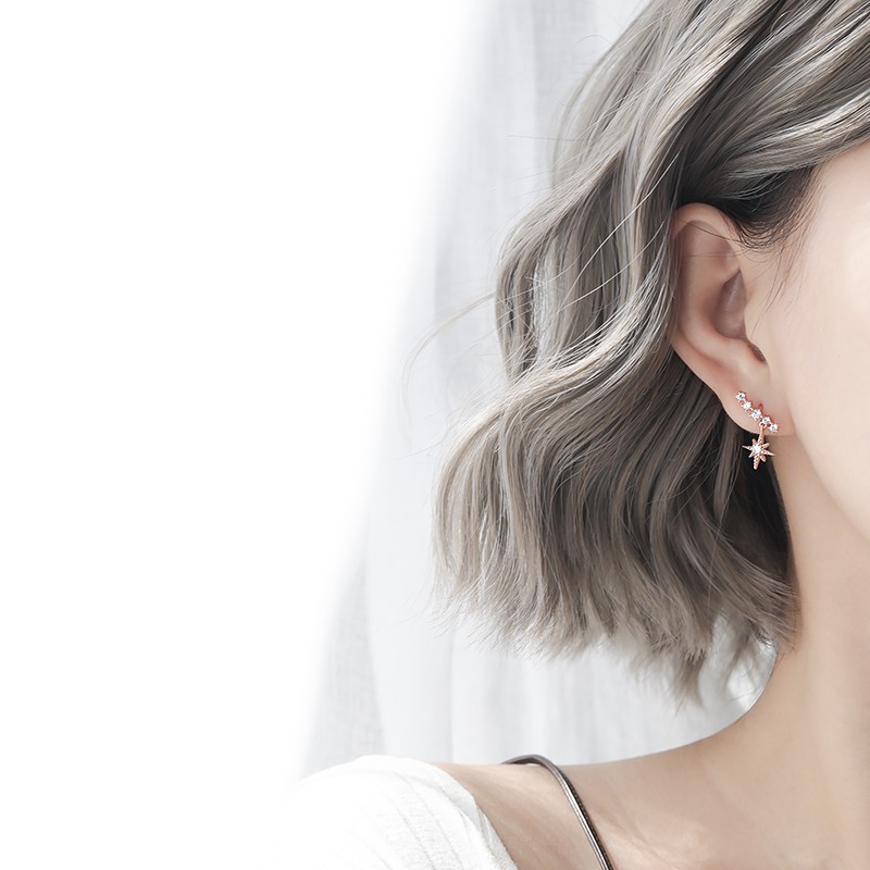 Bông Tai Mạ Bạc Hình Ngôi Sao Đính Đá A286