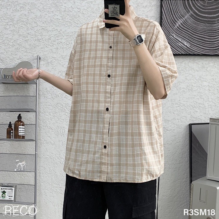 Áo sơ mi nam nữ Hàn Quốc cao cấp dáng rộng tay lỡ Shirt Loose R3SM18