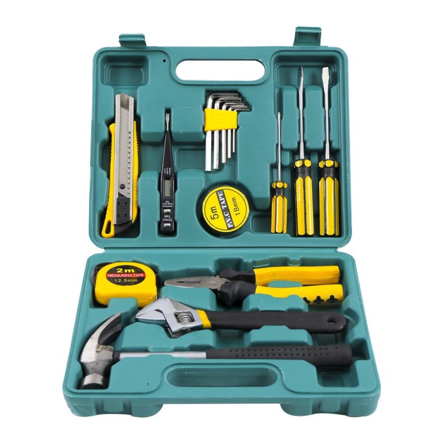 Bộ dụng cụ sửa chữa đa năng 16 chi tiết đầy đủ tua vít, dao, búa, cờ lê, mổ lết